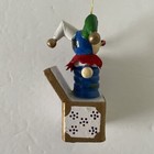 Vintage Wood  Court Jester Jack In The Box Christmas Tree Ornament 3 
