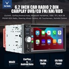 Double 2 Din Carplay Stereo Android Auto Cd Dvd Radio Bluetooth Am Fm Camera Mic