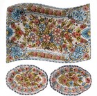 Signed Sevillarte Spain Hand Painted Floral 3-pc Pottery Tray Set Juana Moreno