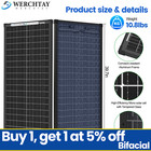 Werchtay 100watt Bifacial 2pack Solar Panel 12v Mono Home Pv Power Off-grid Boat