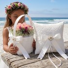 Wedding Ping Pillow And Flower Girl Basket Set For Wedding Ceremony Party