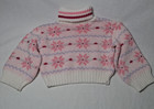 Vintage Babyfair Sweater Girls 12 Mos Pink Nordic Snowflake Turtleneck Japan