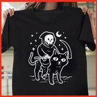 Sale - Grim Reaper Riding Cat Moon Funny Death Halloween Unisex T-shirt