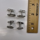 Lot Vintage Retro Mad Men Cufflinks Silver Tone Etched 50s 60s N Initial Etched