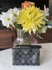 New Coach Pvc Leather Double Corner Zip Wristlet-black Smoke black F87591  95