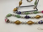 Vintage Glass Beaded Christmas Garland 70    Bells Barrels Lanterns Pink Blue Gold