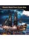Pirate Ship Building Block Black Toy Set With Lights Pearl  Model Boat Kit Nib