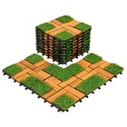 12  x12  0 4  Artificial Grass With Acacia Wood Deck Tiles Home 12x12x0 94  9