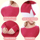 Yemak Women s Long Sleeve Crewneck Casual Soft Knit Pullover Sweater Mk8015 s-l 