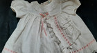 Vintage White   Pink Eyelet Lace Baby Girls Bow Ribbon Dress   Bonnet 6- 9 Month