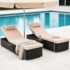 Outdoor Chaise Lounge With Adjustable Backrest Set Of 2  Thick 3-inch Cushion