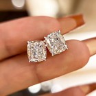 Luxury 6 00ct Cushion Cut Lab Grown Diamond Stud Earrings Solid 14k White Gold