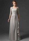 Chiffon Mother Of The Bride Dresses Half Sleeve Applique Zipper Back Party Gowns