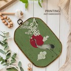 Vintage Japanese Crane Octagon Wall Art Decor  Green Asian Japandi Bird Frame   
