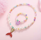 1 Pc Mermaid Necklace Bracelet Set Girls Kids Valentines Day Birthday Gift