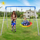 440lb Metal Swing Set With 2 Swings Heavy Duty Swing Frame Kids Backyard Playset