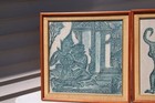 Pair 2 Mid Century Thai Charcoal Rubbing Paper Art Framed Temple Dancers 20 x20 