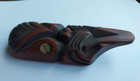 Tribal Maori Wood Carving Tiki  Wall Hanging Totem New Zealand Paua Shell Eyes