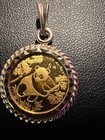 14k Bezel Pendant - 1992 China 1 20 Oz  999 Gold Panda 5 Yuan Coin - 3 1 Grams