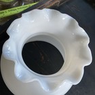 Vintage White Milk Glass Lamp Shade Globe Ruffled Top Edge 6 5     Tall 7     Fitter