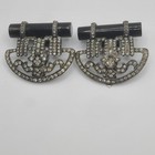 Vintage Art Deco Dress Clip Set Rhinestones Black Heavy