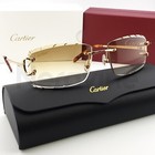 Cartier Sunglasses Brown Diamond Cut Lens Vintage Custom Gold Frame Big C Decor