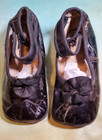 Antique   Black Leather Shoes With Original Buttons   Flowers  Size 3
