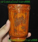 5 china Dynasty Carved Plant Design Goblet Wineglass Cup