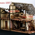 1 35 Ruins House Models Kits Diorama European War Damaged Farm Building Assembly