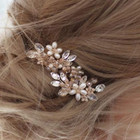 Bride Wedding Hair Pins Bridal Flower Hair Pieces Crystal Hair Accessories Pe   