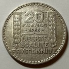 1938 France - 20 Francs - Turin - Laureate Head -  437 Oz Silver - Beauty