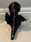 Ty Beanie Boo Babies Black Dragon Anora Plush 6  Stuffed Toy Rainbow Color Wings