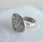 Sterling Silver 925 Concave Oval Disc Hammered Ring     Size 6  11g