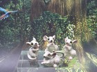 Vintage Miniature 4 Pc Mouse Mice Set Figurine Bone China Japan Grey