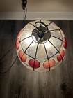  lamp Shade Only  Stained Glass Style  Dome Shade Red Circles Antique 