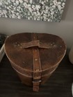 19th Century Antique Leather   Wood Hat Box case With Handle Rare