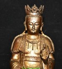 9 8 old Tibet Tibetan Bronze Gilt Guanyin Kwan-yin Bodhisattva Buddha Statue