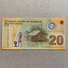          Nicaragua 20 Cordobas Banknote Polymer  plastic Like  Transparent Currency