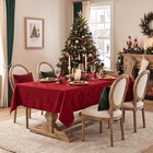 60 X 84 Inch Jacquard Rectangle Red Christmas Holiday Tablecloth