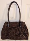 Fossil Key 1954 Tapestry Shoulder Bag Croc Dbl Handle Leather Trim Charm 75082