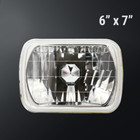 7 x6  Inch Sealed Beam Headlight Chrome Clear Lens   100w H4 Led High low  Bulbs