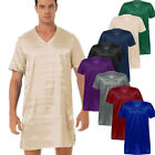 Men s V Neck Nightshirt Satin Frilly Nightwear Loose Pajamas Sleep T-shirt