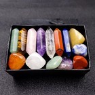 14pcs Natural Stone 7 Chakra Crystal Pillar Set Reiki Energy Yoga Healing Gems
