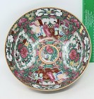 Bowl  Chinese Porcelain Large Hand Painted Rose Medallion Bowl  12 In