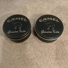 Camel Cigarette Genuine Taste Tin Round Black And Gold 2 Count 4 Inch Wide