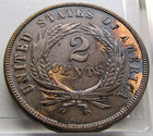 1864 Two Cent Piece Early Better Grade Au bu U s  Type Coin