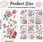 12 Sheets Flowers Rub On Transfers For Crafts And Furniture Rose Floral Transfer