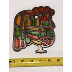 Vintage Mid Century Modern Rooster Trivet Stained Glass Style Cast Metal 5 5in