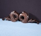 8  Wide Pair Of Highly Carved Solid Oak Wood French Trim Pieces Salvage