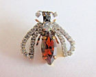 Outstanding  Czech Vintage Style Glass Rhinestone Button Bug   Collectable